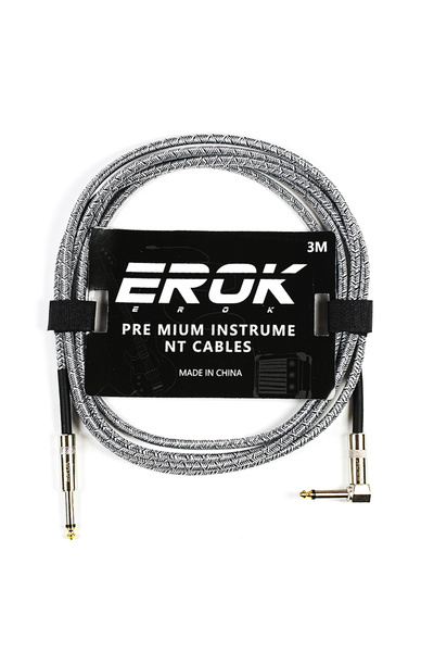 Choice 3M-Gray EROK 1/4 Inch Instrument Cable 90 Degree Right-Angled To Strai...