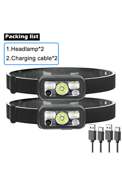 Choice XIWANGFIRE 2PCS Mini Rechargeable Powerful Sensor Headlamp USB Head Fl...