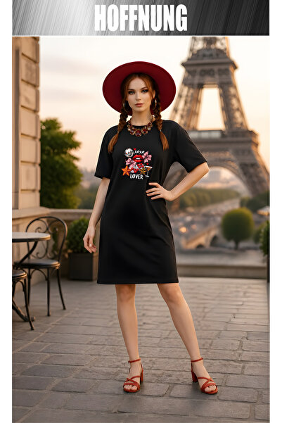 HOFFNUNG Women's Short Sleeve Crew Neck T-Shirt Dress Nightgown