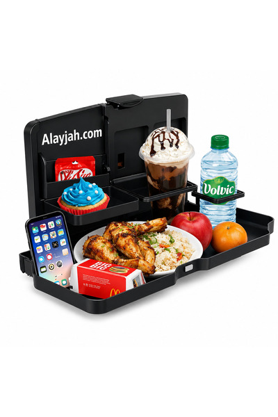 Alayjah Foldable Car Back Seat Tray Table with Phone Holder, Cup Holder & Sto...