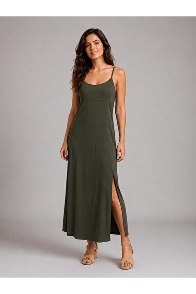 SENTEX Ip Strap Long Slit Women's Dress
