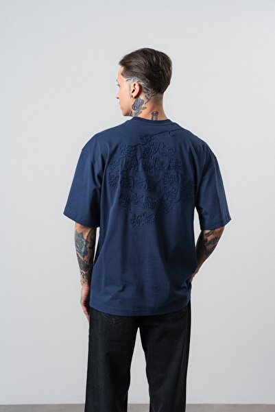 Respire Tricou supradimensionat Route, bleumarin