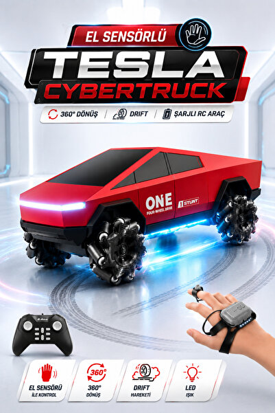 YILDIRIM OYUNCAK Uzaktan Kumandalı El Sensörlü Tesla Cybertruck Drift Araba –...