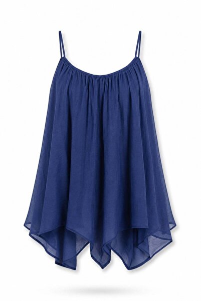 5in1Canpolat indigo Askılı Pileli Bluz 5090