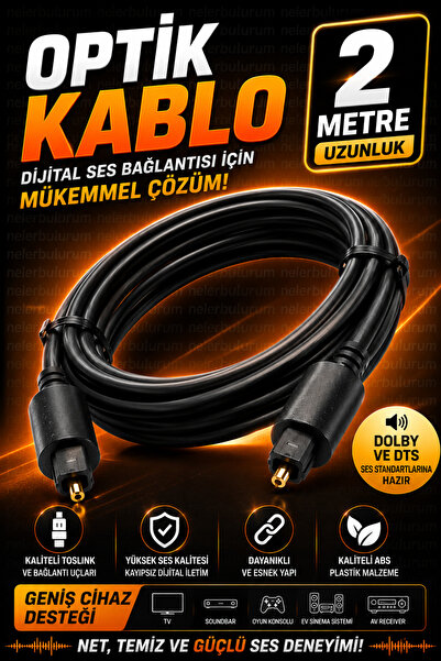 nelerbulurum 2 METRE Optik Ses Kablosu Toslink – Yüksek Kalite Dijital Ses & ...