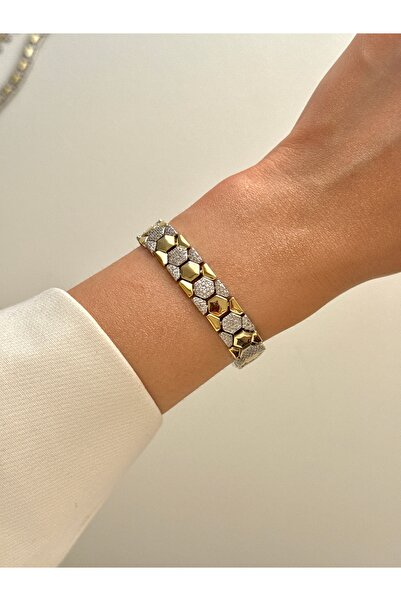 YOUES JEWELRY MİX LÜX SERİ Gold Gümüş Renk Bileklik Renk Atmaz Kuyumcu Model ...