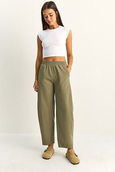 Hiccup LUCCI Pantaloni lungi cu talie elastică și picior drept cu buzunare