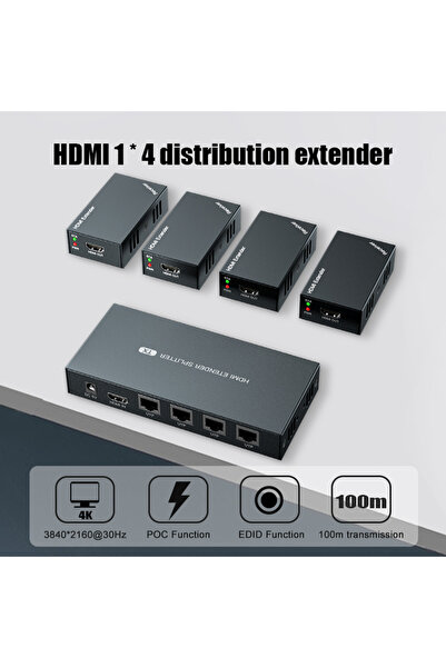 Choice جهاز تمديد وتقسيم إشارة HDMI 1x4 بدقة 1080p عبر كابل إيثرنت Cat5e/Cat6...