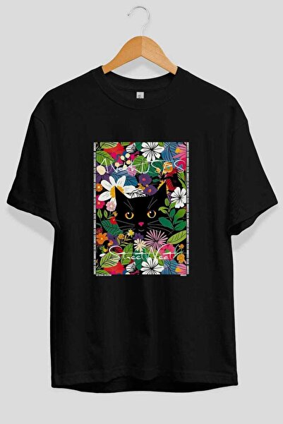 Ankhises Μπλουζάκι  "For the Love of Cats " με 124 σχέδια γάτας, μαύρο, overs...