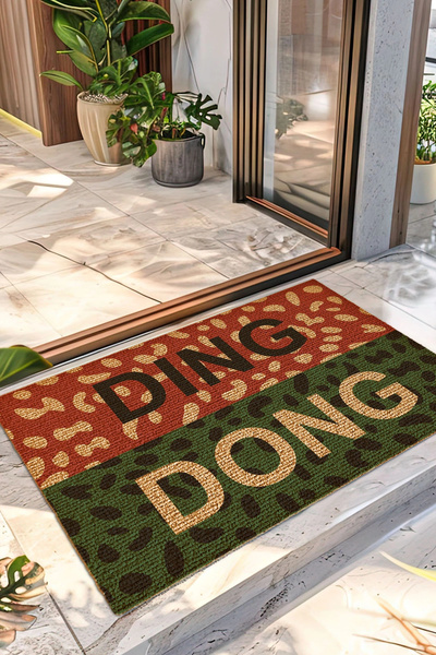 Decovetro Renkli Paspas Ding Dong Desenli Kapı Önü Halı Paspası 40 x 60 cm