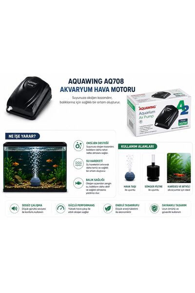 Aquawing AQ708 Tasarruflu Akvaryum Hava Motoru Tek Çıkışlı Oksijen Pompası