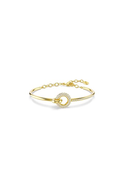 Swarovski Dextera Bileklik, Yuvarlak kesim, Beyaz, 18k altın rengi yüzey