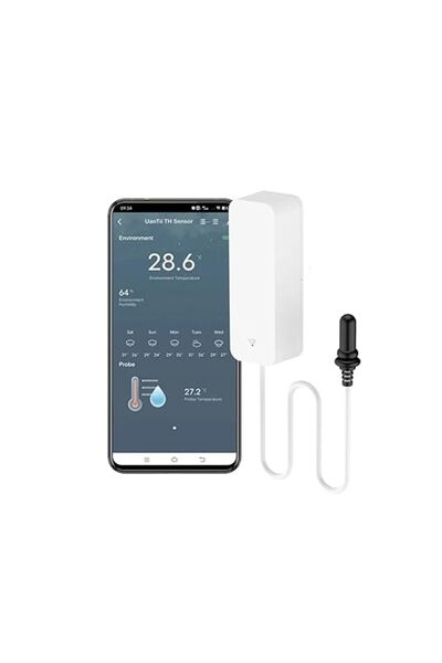 UanTii WiFi Temperature Humidity Sensor With External Probe for For Plants Aq...