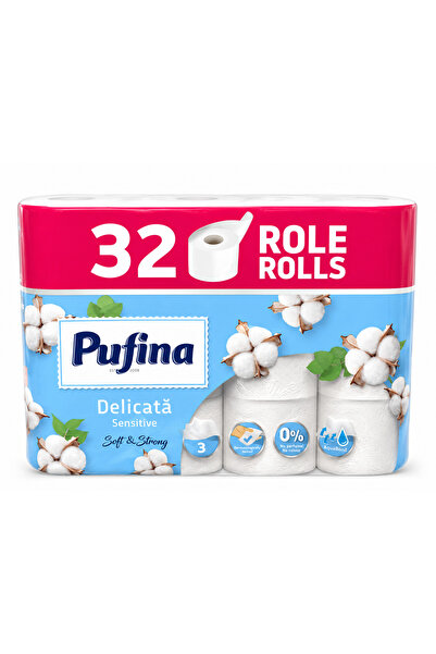 PUFINA Συσκευασία Jumbo 32 Ρολά Χαρτί Υγείας 3 Στρώσεις Premium Ευαίσθητο