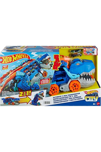 HOT WHEELS Transportator 2in1 cu doua masinute, City, Ultimate T-Rex, HNG50