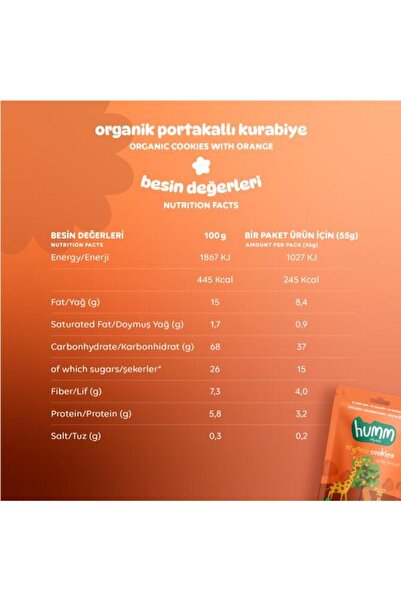 Humm Organic Organik Vegan Portakallı Kurabiye- 3 adet