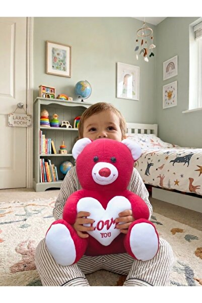 ALLORA Love Yazılı Kalpli Sevimli Peluş Ayıcık 45 Cm