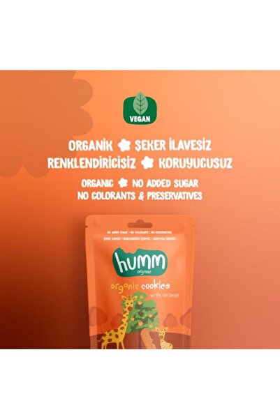 Humm Organic Organik Vegan Portakallı Kurabiye- 3 adet