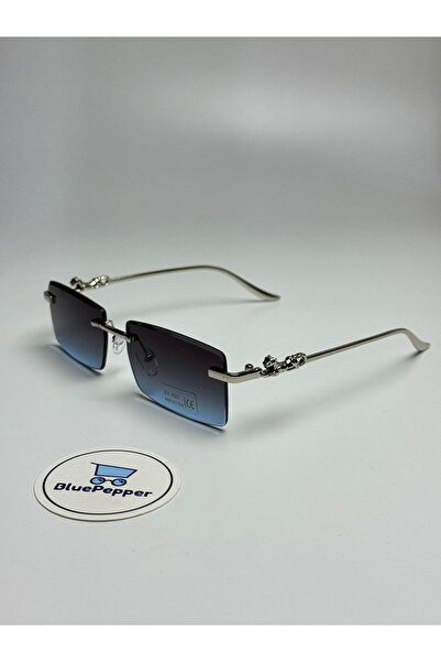 BluePepper Carterla |   Sunglasses Rectangular Navy Blue Glass |   Silver Han...