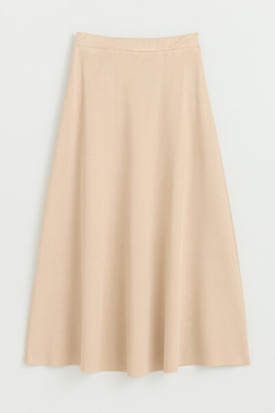 Nihan Cupra Suede Skirt Blouse Set - Beige