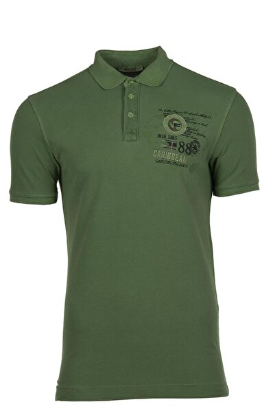 Arma Ar-Ma Men's Polo Collar T-Shirt with Text Print Regular Fit Double Colla...