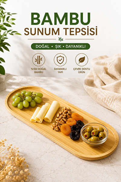 legna Premium Bambu Sunum Tepsisi 45x16 cm | Kahvaltı, Kahve ve Servis Tepsisi