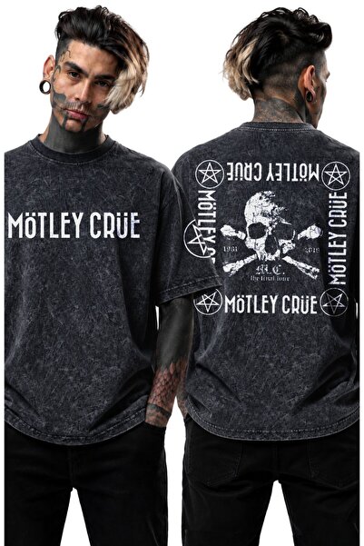 Fuddy Moda Unisex Oversize μπλουζάκι με λογότυπο Mötley Crüe, με στάμπα στα μ...