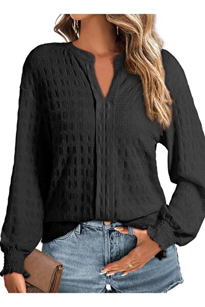 OEM Bluză elegantă pentru femei V-Neck cu mânecă lungă casual confortabilă ne...