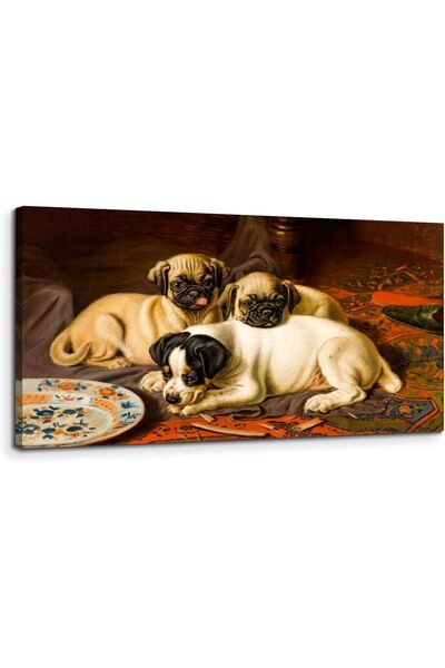 OEM Tablou pe pânză Mare Câini 50x100 cm Cadru din Lemn Modern Câini
