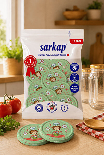 Sarkap Hijyenik Paketli 10'lu 82 mm Kapak - Aşçı Kadın Seri - Yeşil