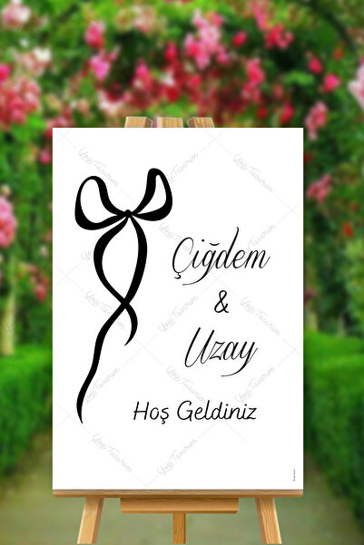 Yogi Tasarım Siyah Fiyonklu Söz Nişan Karşılama Panosu 40x60cm MDF
