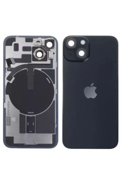 Yedcom İphone 14 Siyah Kamera Camlı Arka Pil Kapağı Batarya Kapağı Arka Kapak