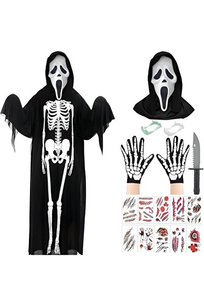 OEM Costum pentru Copii de Halloween schelet Distragere cu Mască Negru 90 cm