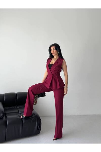 Bella Breeze Sleeveless Double-Breasted Vest Pants Set Stylish Women's Two-Pi...