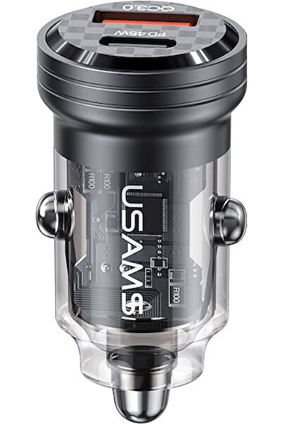 Usams US-CC175 Φορτιστής Αυτοκινήτου 45W Γρήγορης Φόρτισης με Θύρες: 1xUSB 1x...