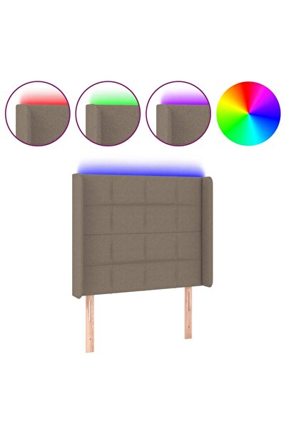 vidaxl Tăblie de pat cu LED, gri taupe, 93x16x118/128 cm, textil