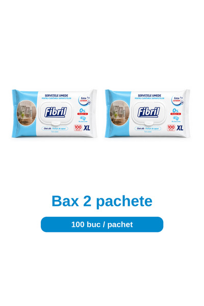 Fibril Bax 2 Pachete Servetele Umede pentru Suprafete XL Otet Alb si Parfum d...
