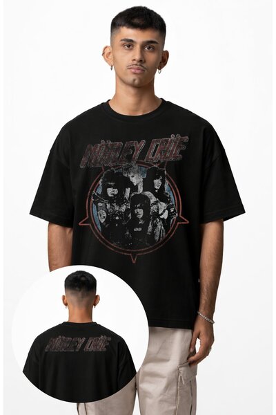 Fuddy Moda Μπλουζάκι Unisex Mötley Crüe Members με στάμπα στο λαιμό, Oversize...
