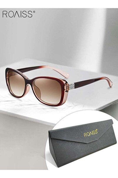 ROAISS Womens Polarized Oval Sunglasses UV400 Protection Transparent Brown PC...