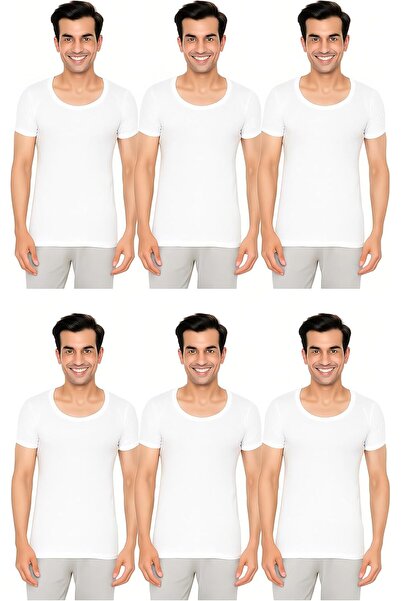 Generic Men's Cotton Undershirt 6-Pack - Half Sleeve Soft & Breathable Innerw...