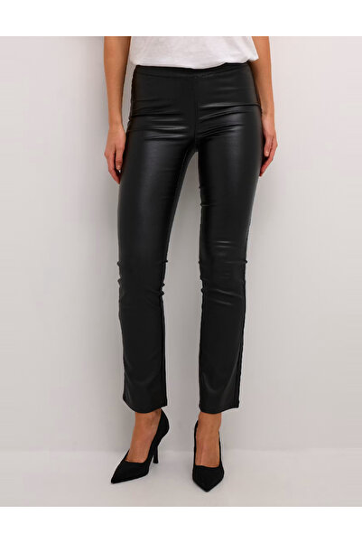 Evendi Pantaloni imitatie de piele, Negru