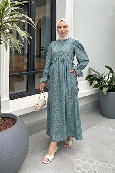 Salih Çelebi Rochie Hijab cu model Mandala 2328 - VERDE MENTĂ