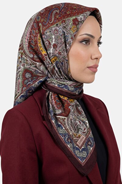 hadiora Women's Coffee Red Ethnic Pattern Stitched Writing