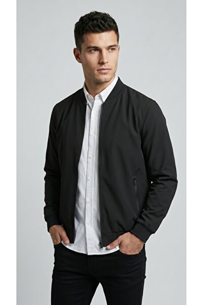 PIQUE Men's coat ribbed detail lycra men's coat