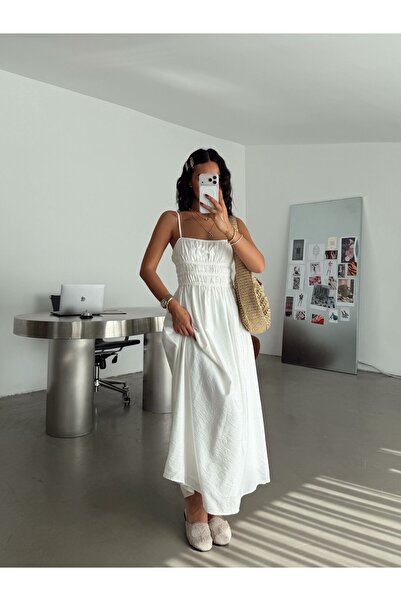 myd Rubber Detailed Dress - White
