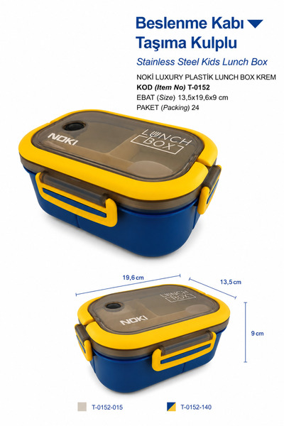 Noki Luxury Plastik Lunch Box Lacivert Taşıma Kulplu Beslenme Kabı