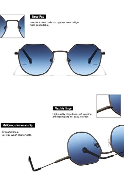 30Sundays TURN UP Polarised Hexagonal Metal mens Sunglasses - UV Protection: ...