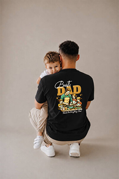 genosha Father's Day Gift, Father-Child Combination, 100% Cotton Oversize T-S...