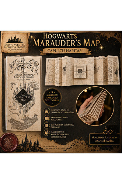 İki Yedi Konsept Harry Potter Çapulcu Haritası Akordeon Katlamalı Özel Tasarı...