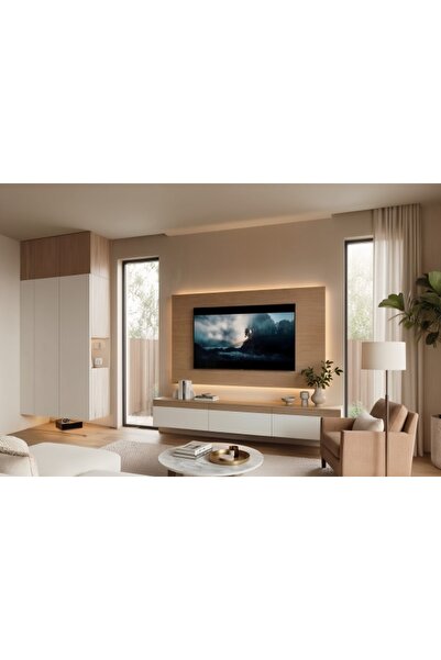 Vivense PURELINE LEDLİ DUVAR TV ÜNİTESİ, BEYAZ MEŞE, 140 CM